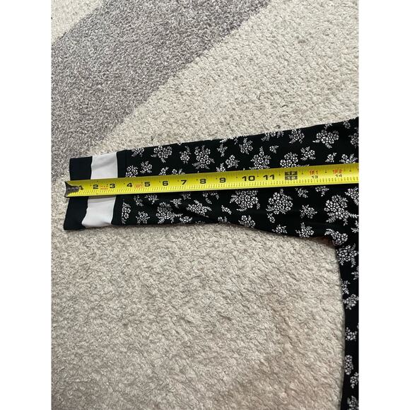 Michael Kors Women's Size XS 3/4 Sleeve Floral Stretch Shift Dress Black White - Picture 7 of 13